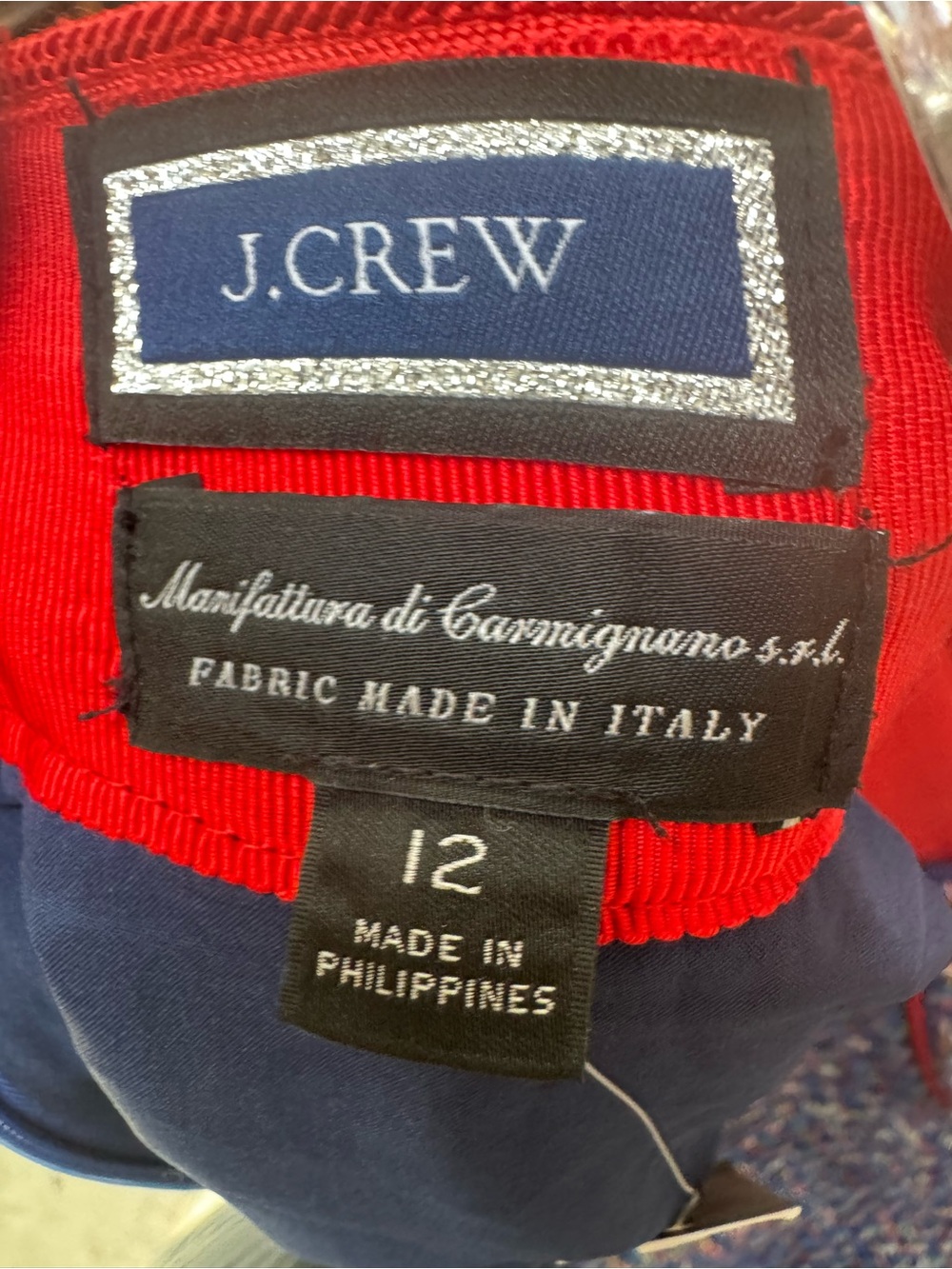 J. Crew Blue Tweed Pencil Skirt with Red Trim - Picture 3 of 7